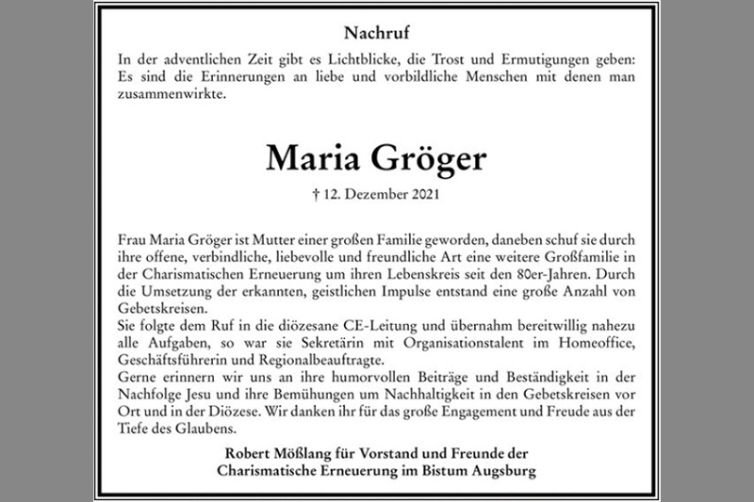 Maria Groeger-Nachruf
