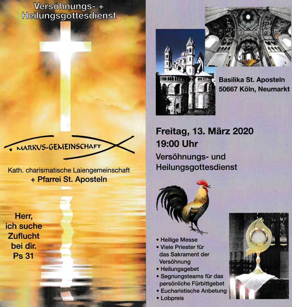 Versöhnungsgottesdienst mit Gebet um Heilung, St. Aposteln, Köln