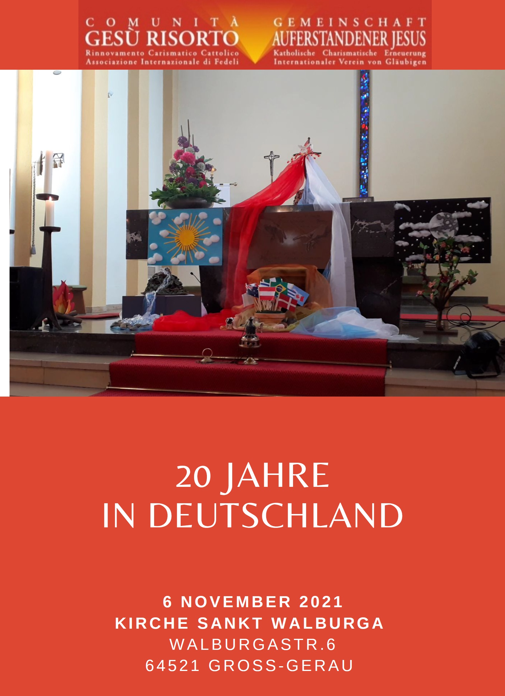 20-jähriges Jubiläum der Gemeinschaft Auferstandener Jesus (Comunità Gesù Risorto)